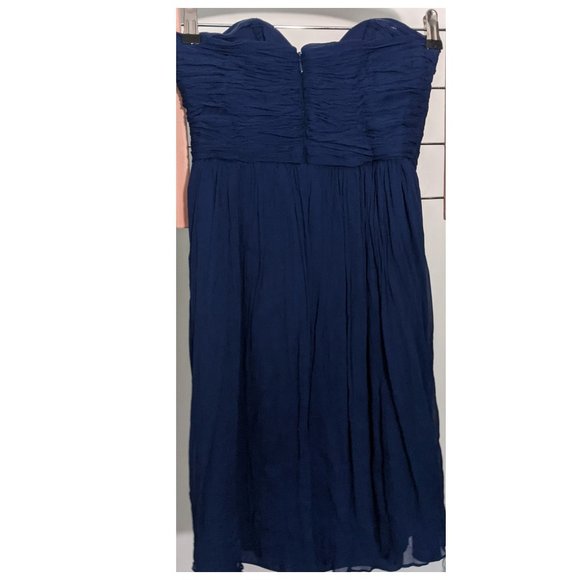 Navy blue layered chiffon strapless dress - Picture 1 of 3